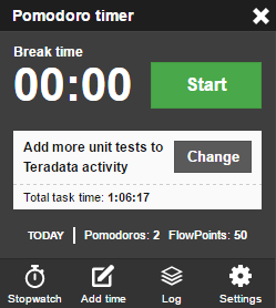 Screenshot of the pomodoro timer